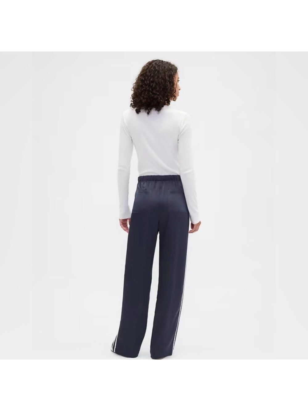 Gap Athleisure Casual Relaxed Satin Straight-Leg Track Pants NWT M Tall Lounge - Picture 4 of 8